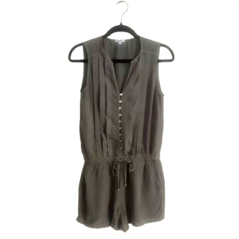 Splendid Anthropologie Olive Green Tank Shorts Romper Size Small